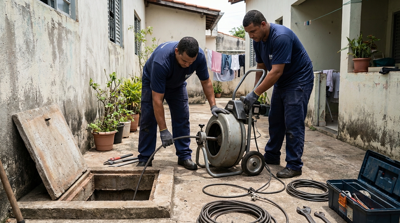 Desentupimento de Coluna Sanitária no Benguí, Belém‑PA